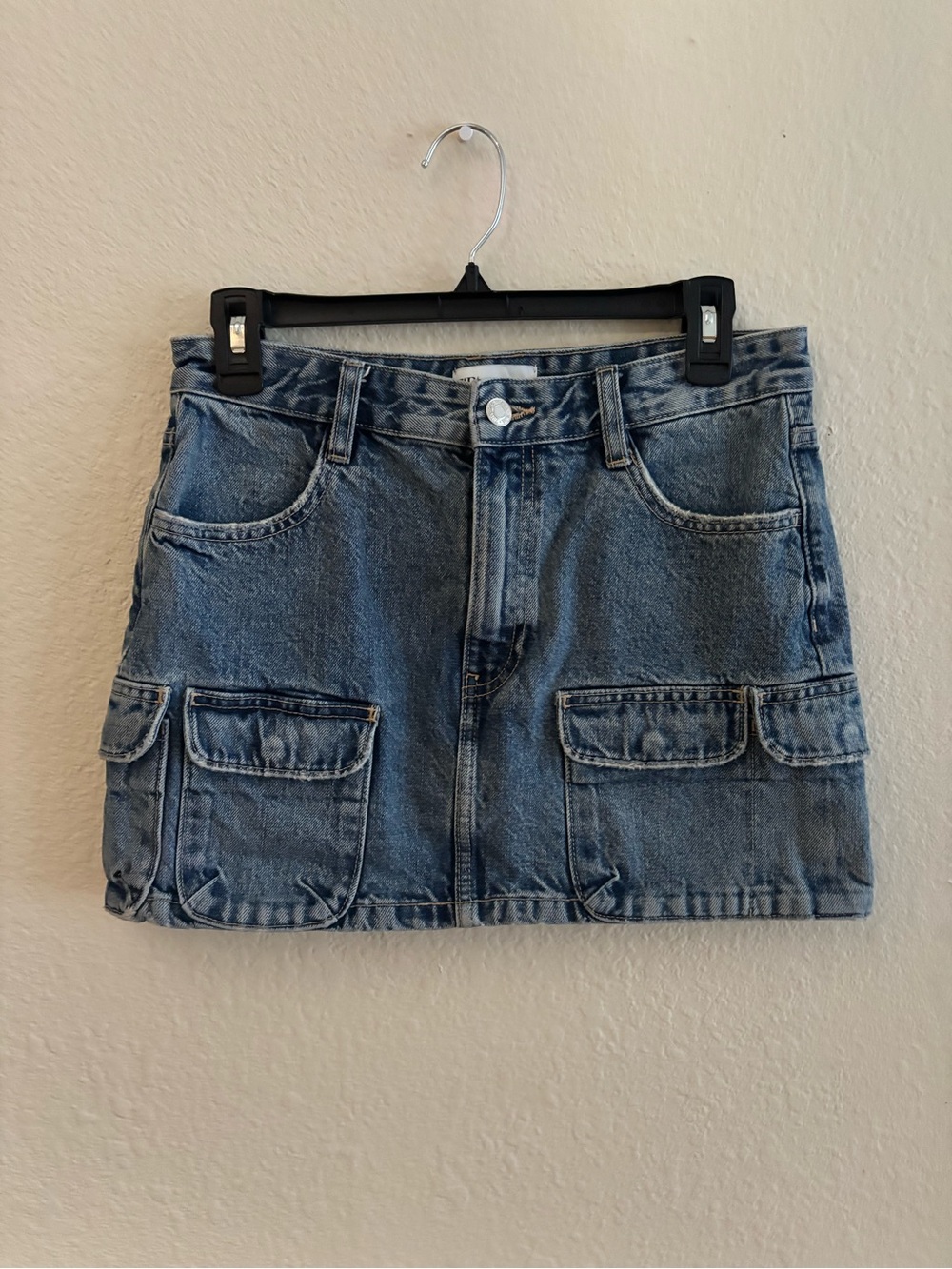 Zara Classic Blue Denim Cargo Mini Skirt- Size Small
